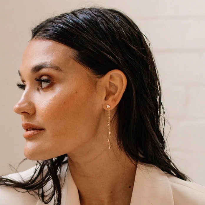 Jolie Bezel Drop Earrings - LAST CHANCE! - Image 2