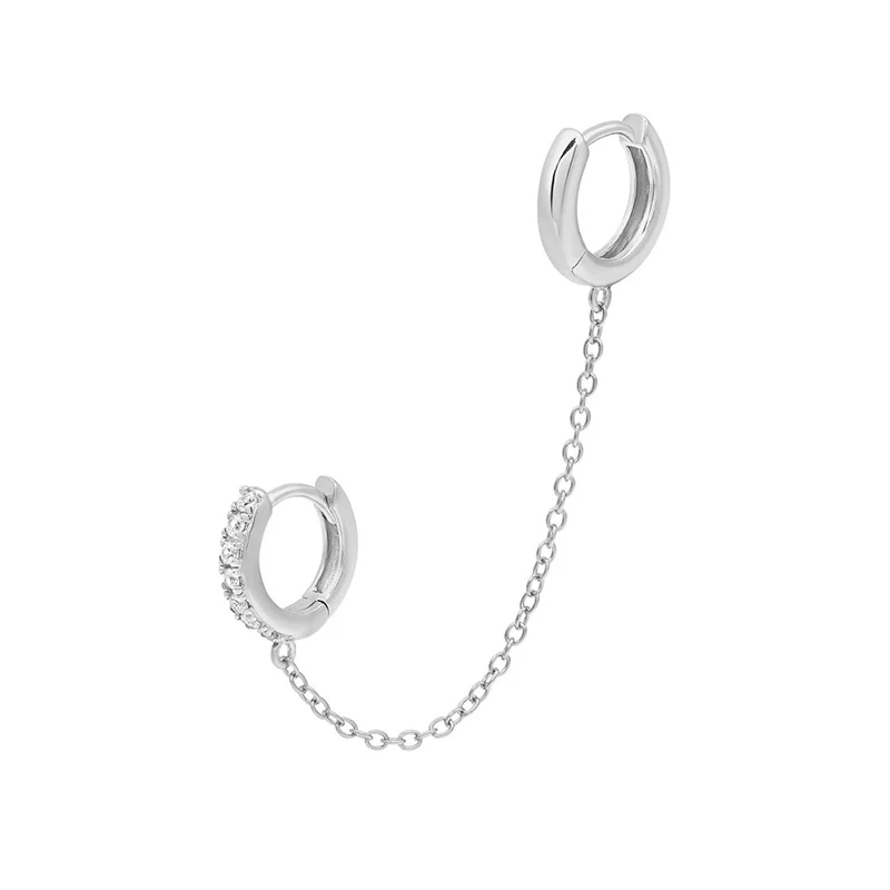 Lipa Chain Link Huggie Earring - 925 Sterling Silver - Image 11