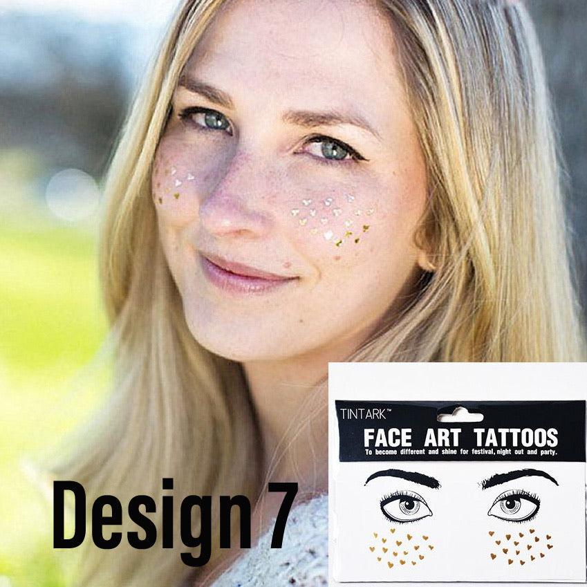 Metallic Face Temporary Tattoo Jewels - 11 Designs - Image 11
