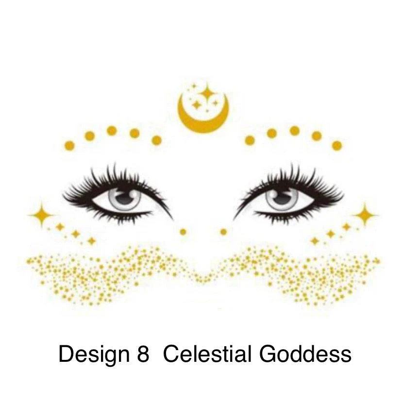 Metallic Face Temporary Tattoo Jewels - 11 Designs - Image 12