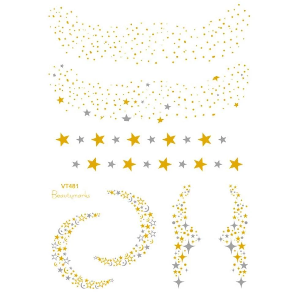 Metallic Face Temporary Tattoo Jewels - 11 Designs - Image 13