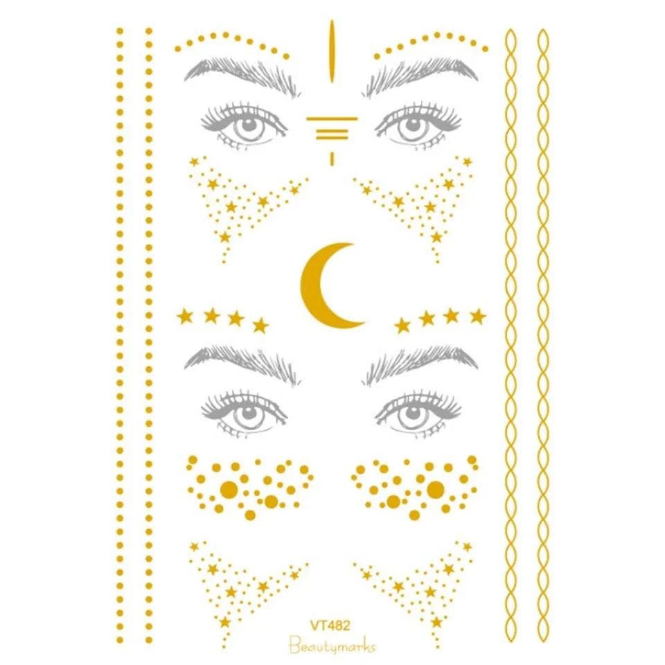 Metallic Face Temporary Tattoo Jewels - 11 Designs - Image 14