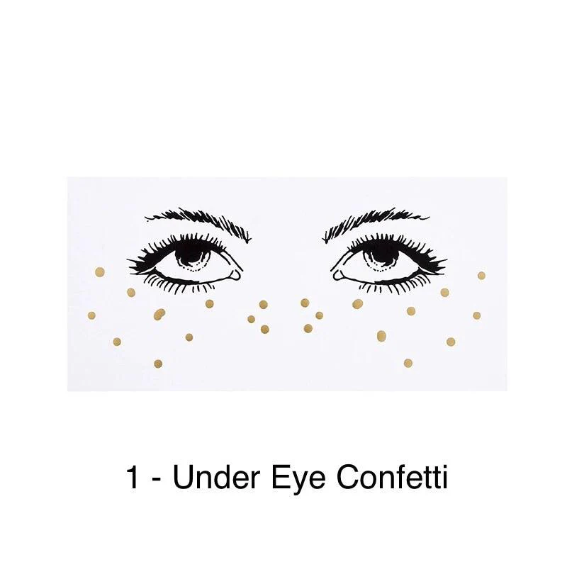 Metallic Face Temporary Tattoo Jewels - 11 Designs - Image 20