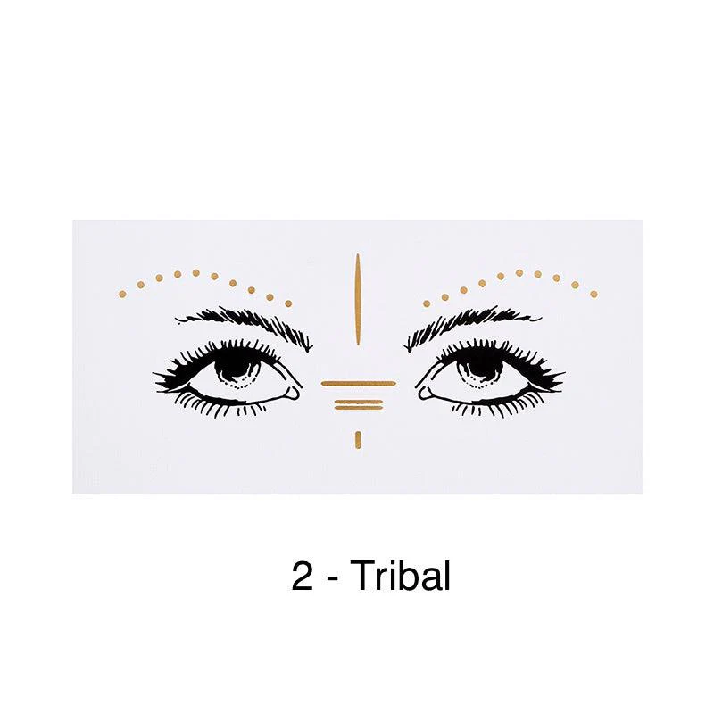 Metallic Face Temporary Tattoo Jewels - 11 Designs - Image 22
