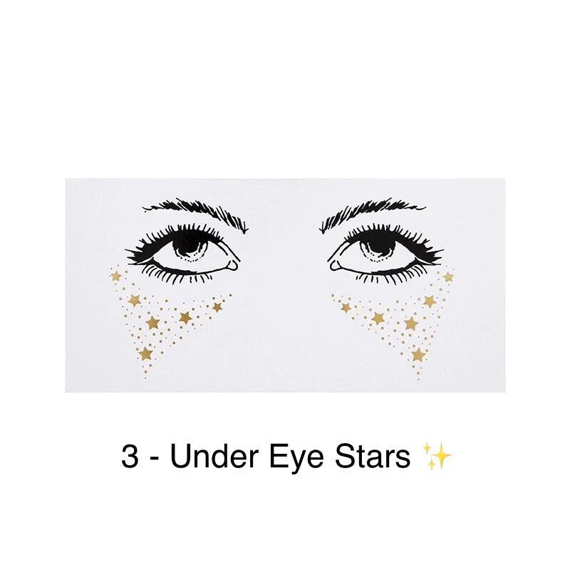 Metallic Face Temporary Tattoo Jewels - 11 Designs - Image 23