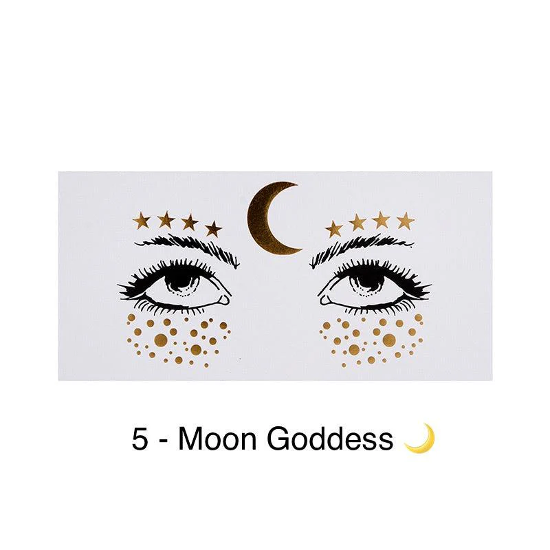 Metallic Face Temporary Tattoo Jewels - 11 Designs - Image 25