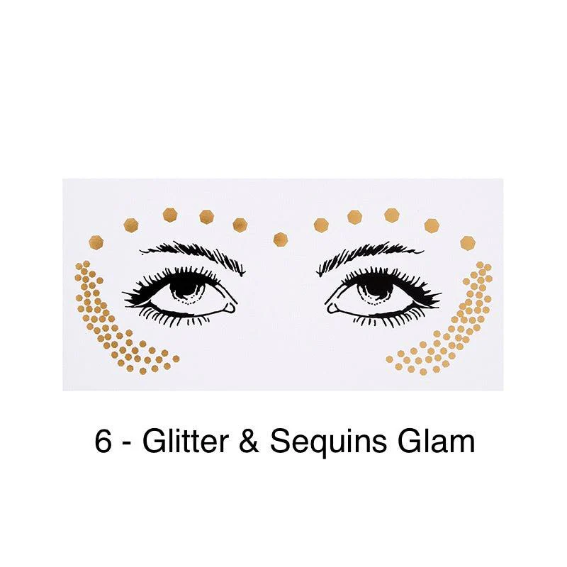Metallic Face Temporary Tattoo Jewels - 11 Designs - Image 26