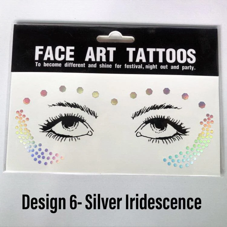 Metallic Face Temporary Tattoo Jewels - 11 Designs - Image 27