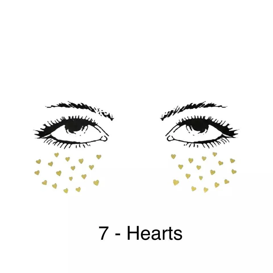 Metallic Face Temporary Tattoo Jewels - 11 Designs - Image 28