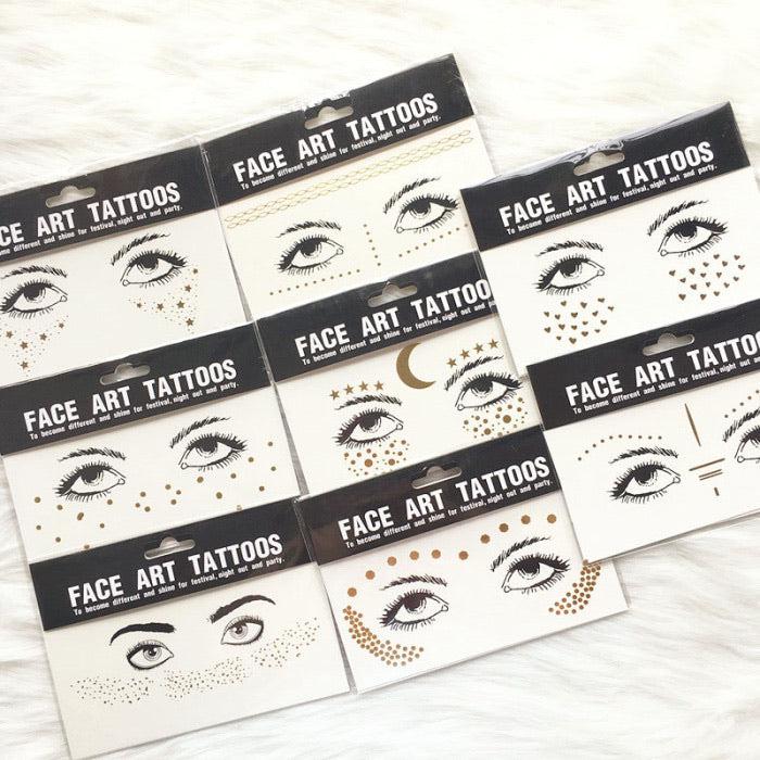 Metallic Face Temporary Tattoo Jewels - 11 Designs - Image 29