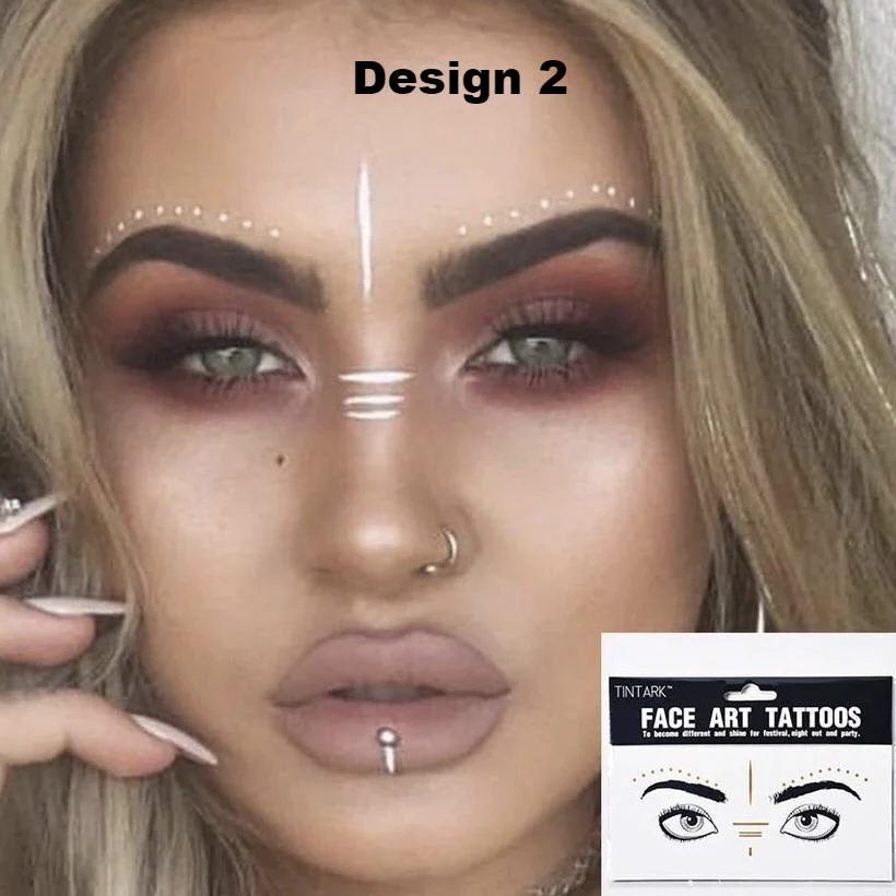 Metallic Face Temporary Tattoo Jewels - 11 Designs - Image 5