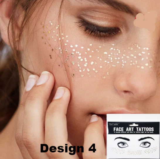 Metallic Face Temporary Tattoo Jewels - 11 Designs - Image 7