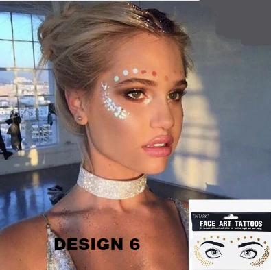 Metallic Face Temporary Tattoo Jewels - 11 Designs - Image 9