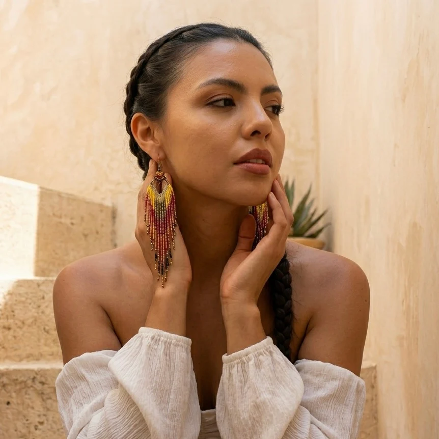 Mojave Ombre Beaded Statement Earrings - TWO COLORS! - Image 12