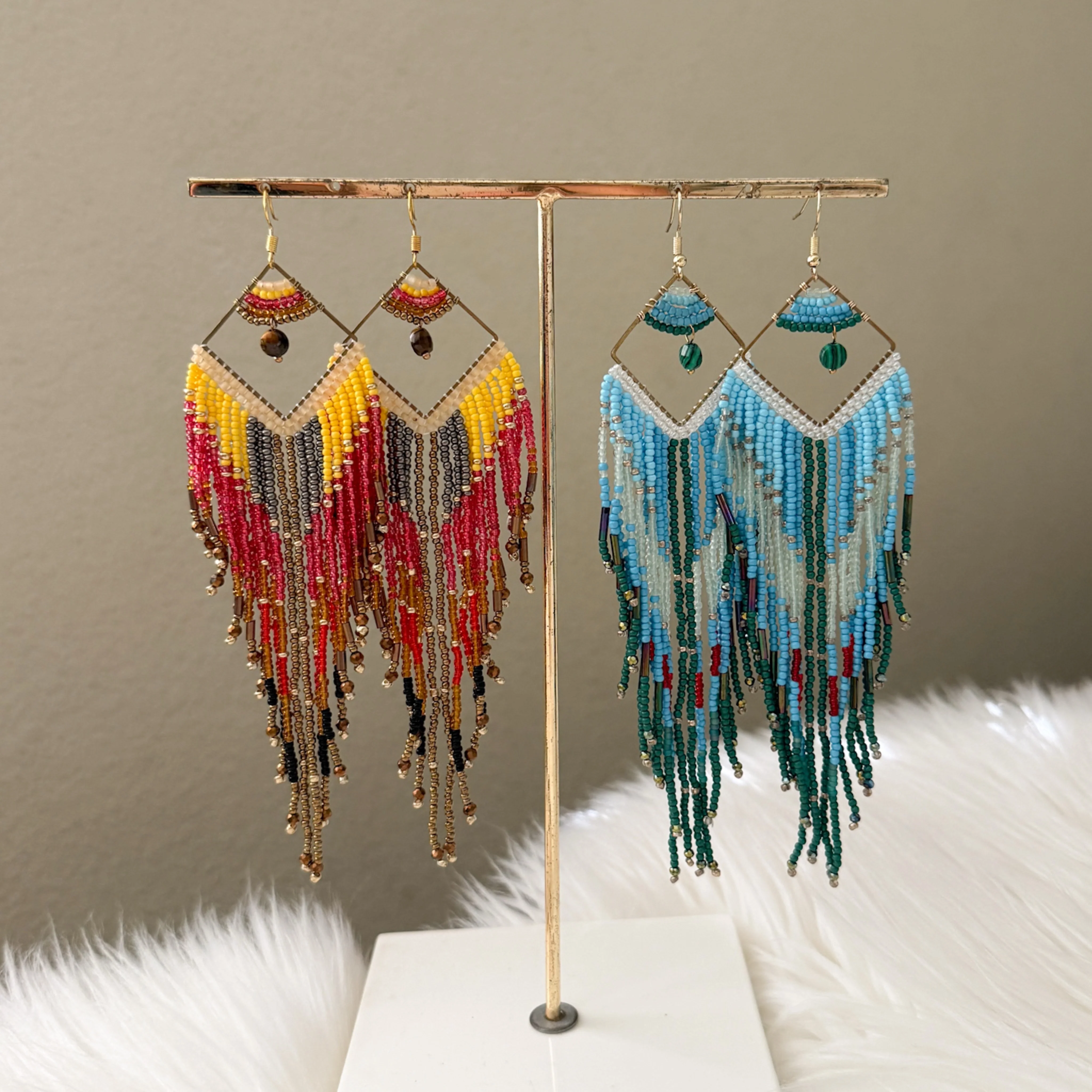 Mojave Ombre Beaded Statement Earrings - TWO COLORS! - Image 5