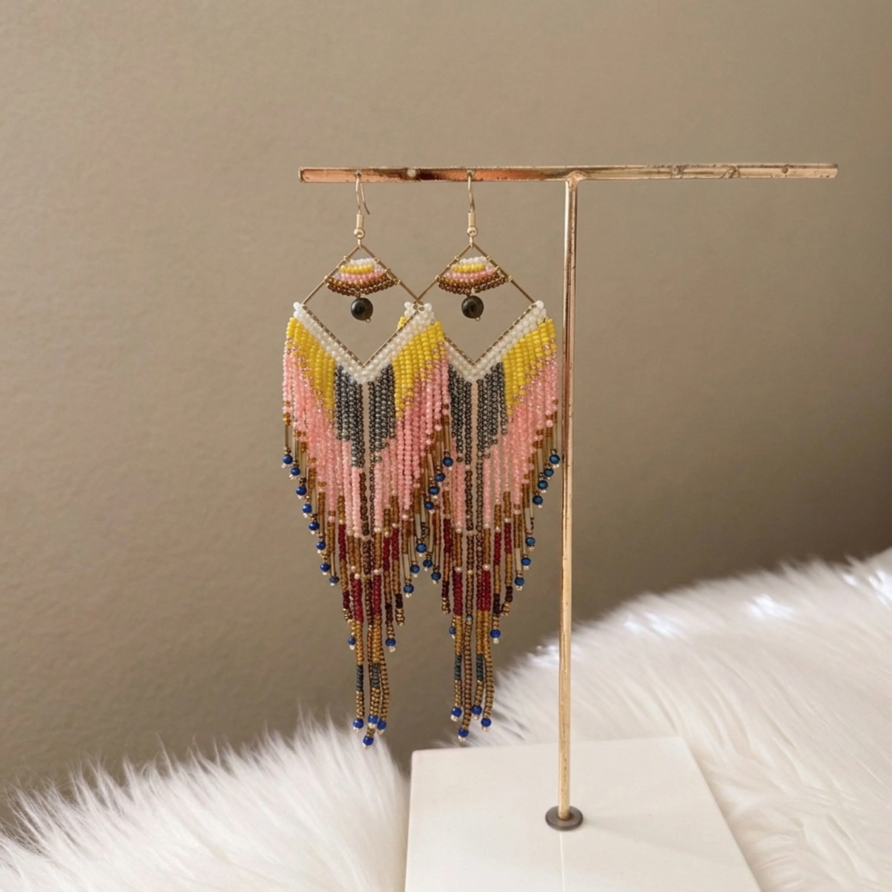Mojave Ombre Beaded Statement Earrings - TWO COLORS! - Image 6