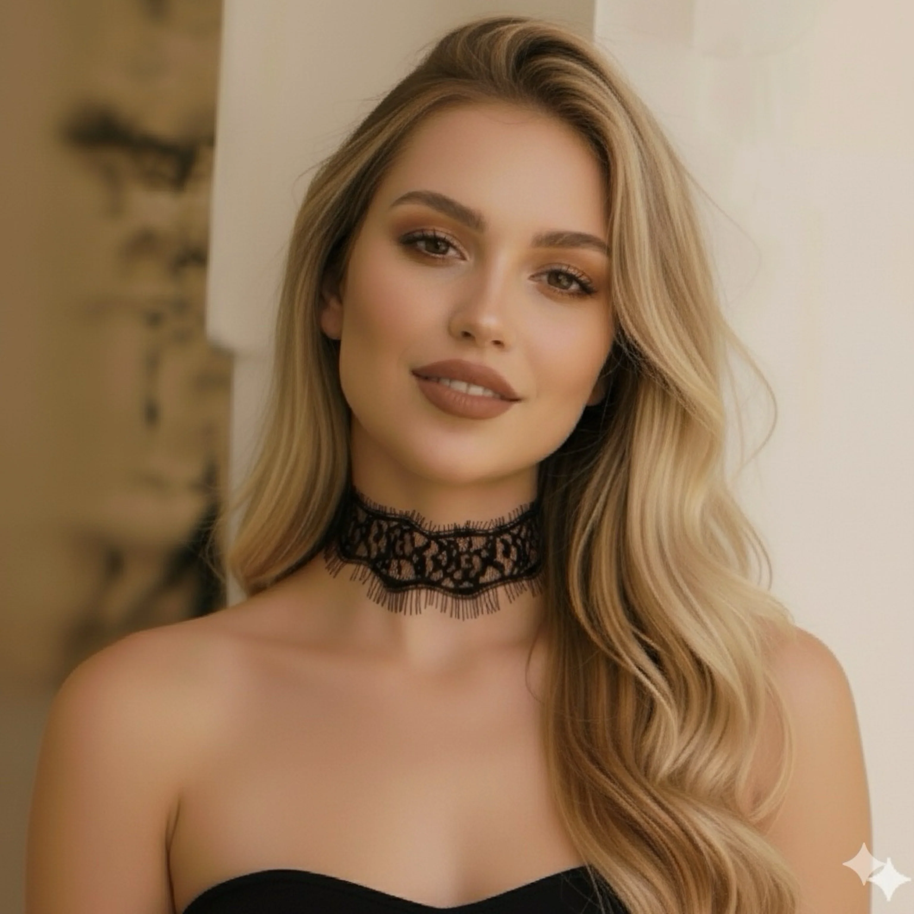 Naughty or Nice Lace Choker - White or Black - Image 4