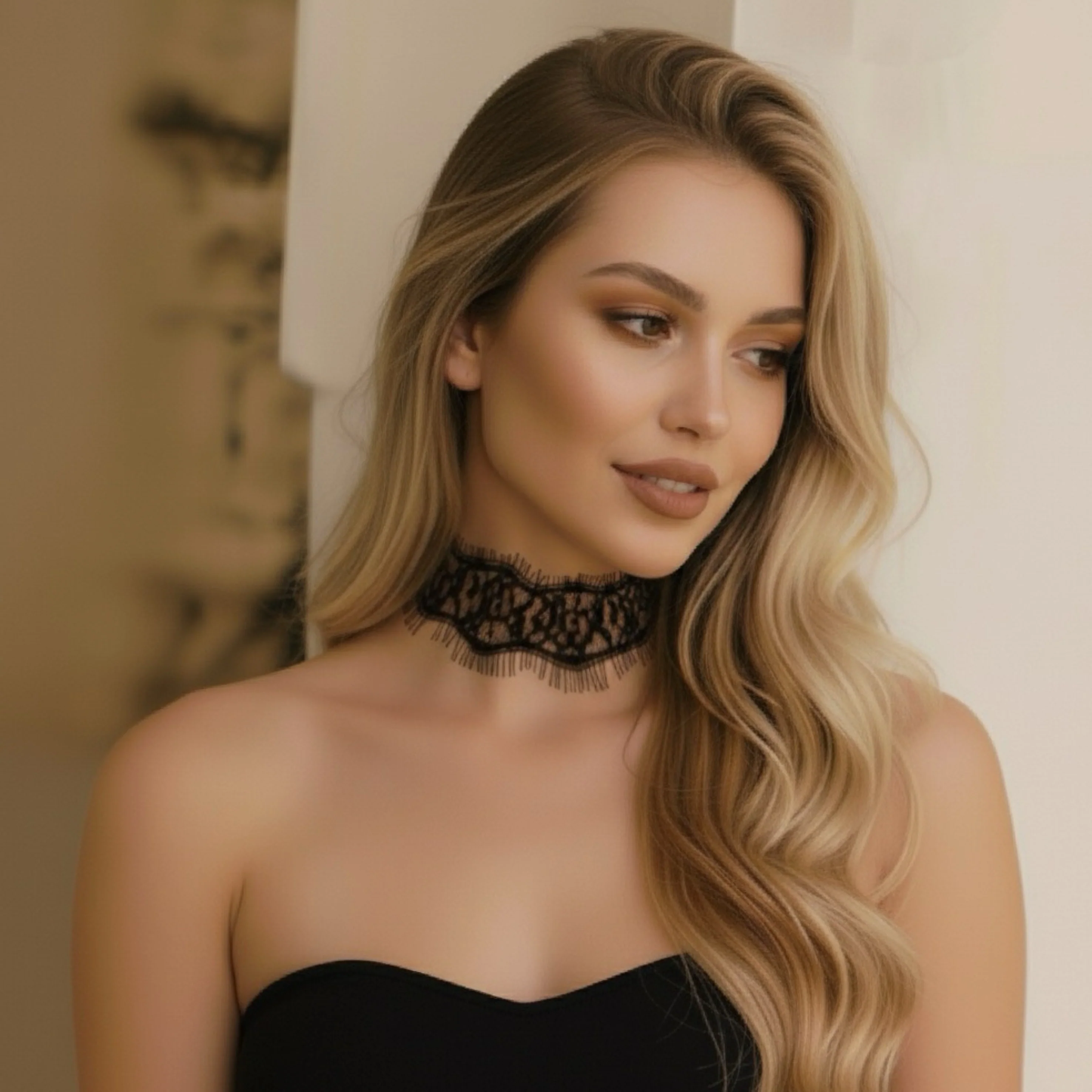 Naughty or Nice Lace Choker - White or Black - Image 5