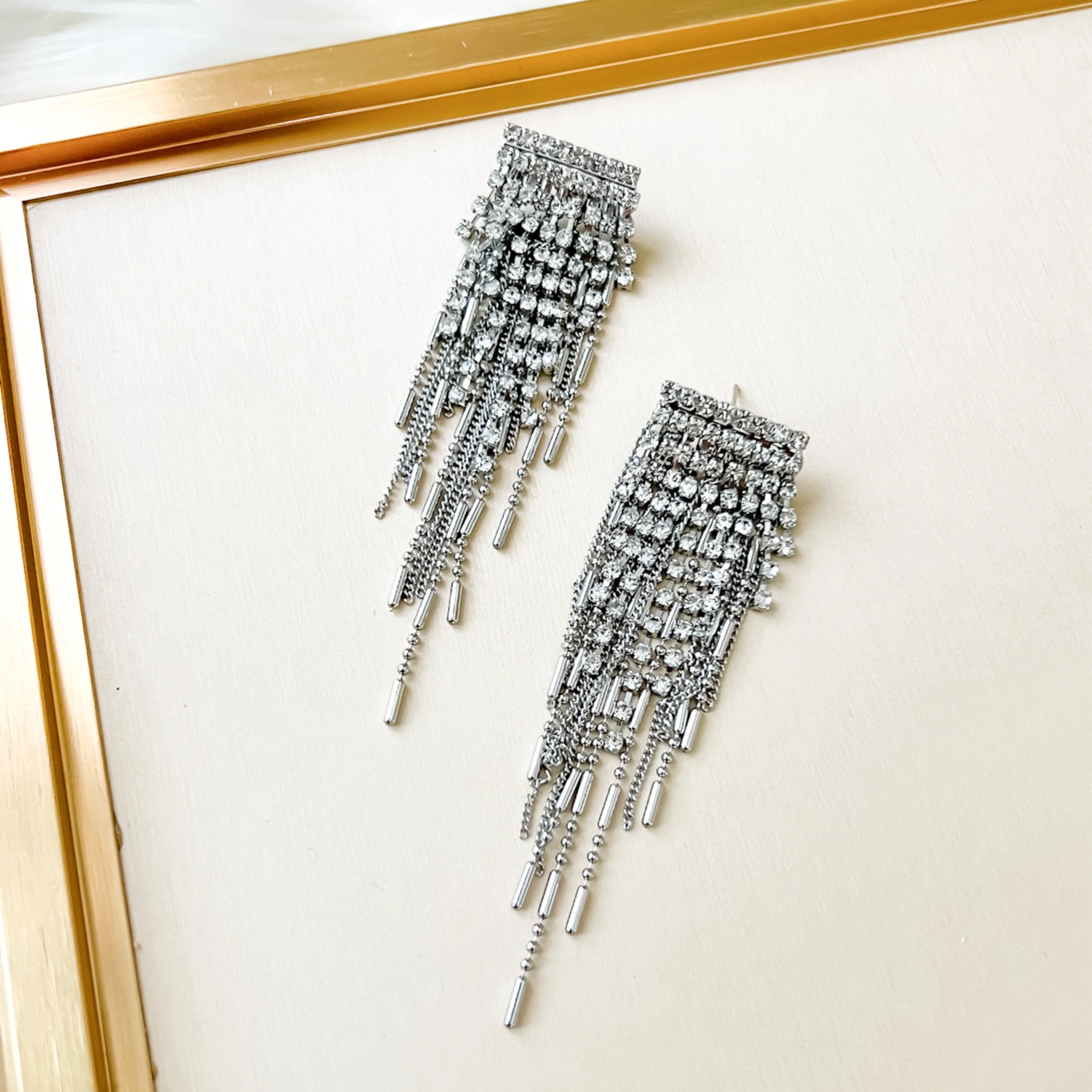 Paris Rhinestone Tassel Earrings - Image 7