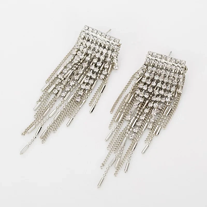 Paris Rhinestone Tassel Earrings - Image 8