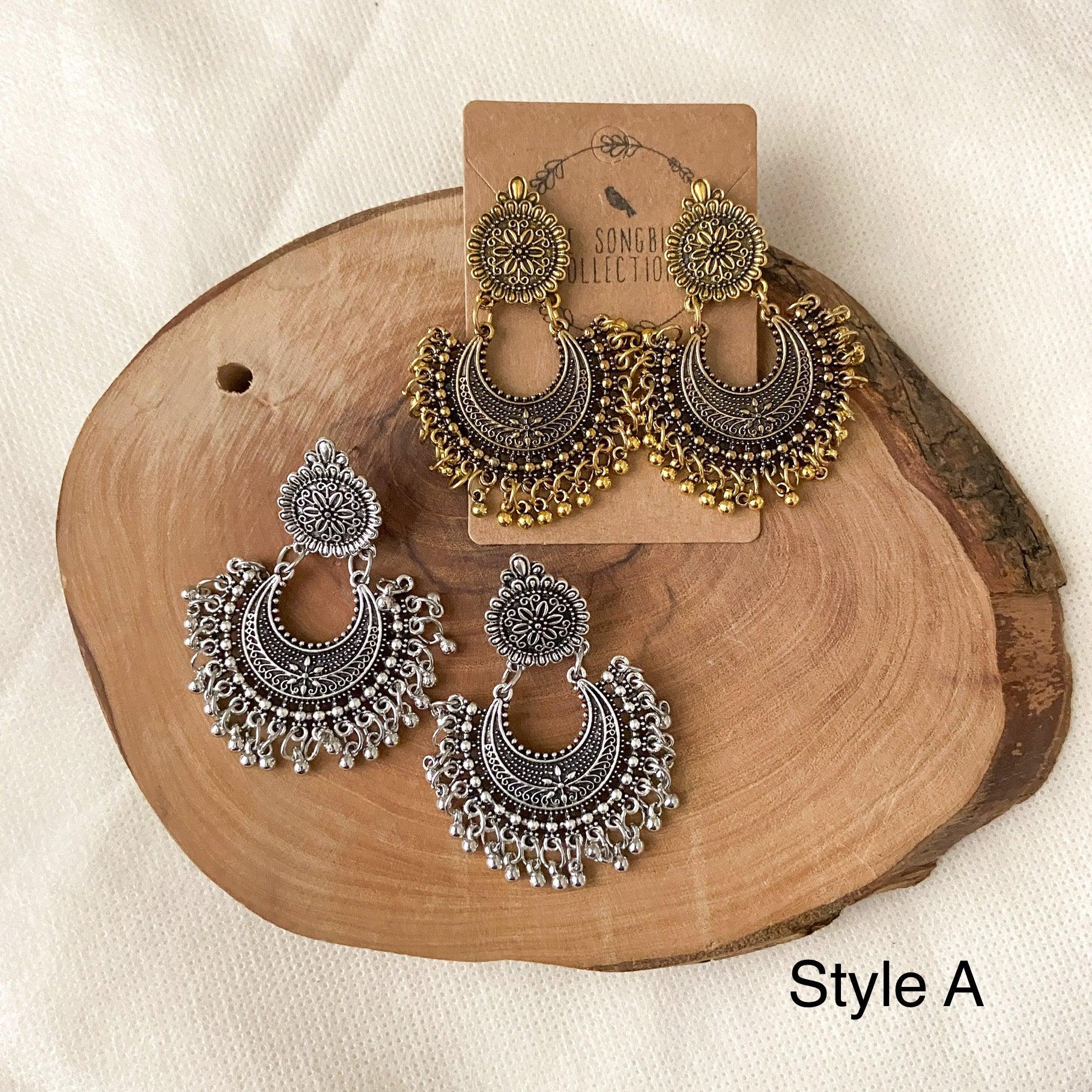 Priya Vintage Metal Earrings - 3 Styles - LAST CHANCE - Image 7