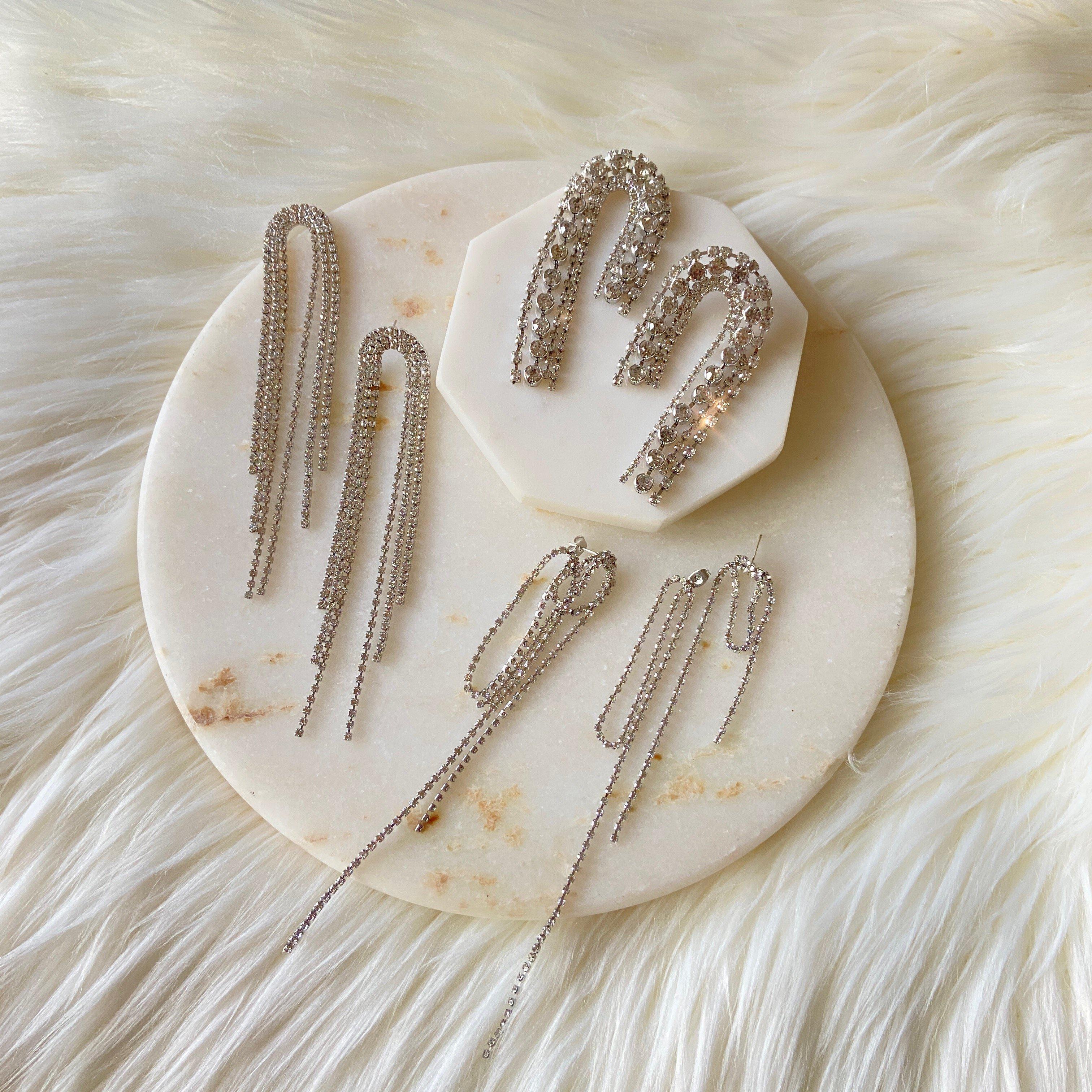 Renee Rhinestone Duster Ear Jacket Earrings - Image 17