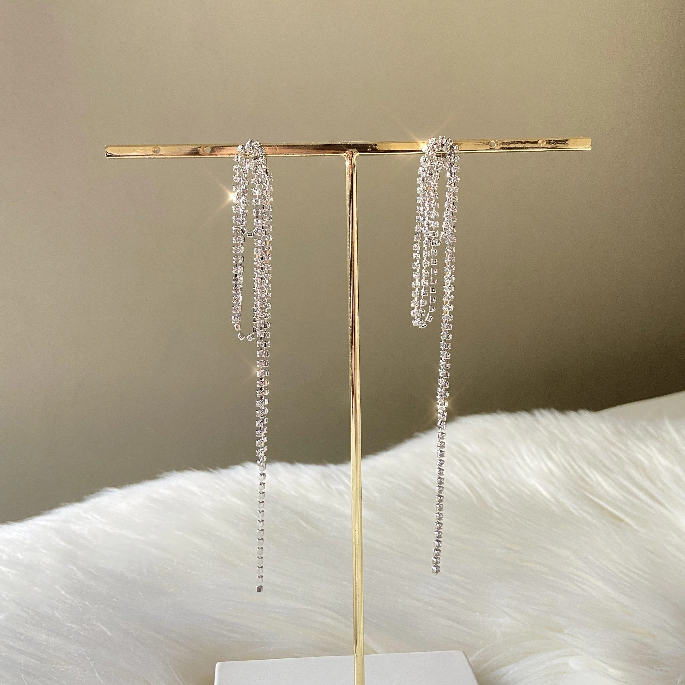 Renee Rhinestone Duster Ear Jacket Earrings - Image 2