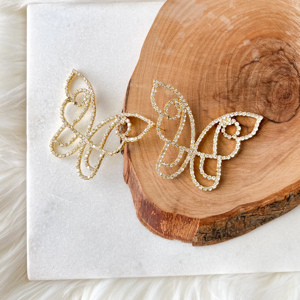 Rhinestone Butterfly Statement Earrings - LAST CHANCE! - Image 12