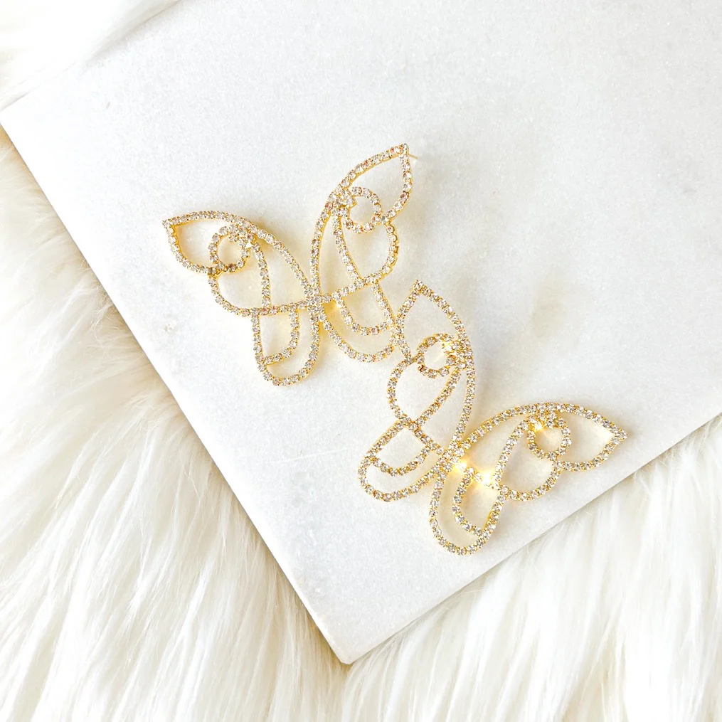 Rhinestone Butterfly Statement Earrings - LAST CHANCE! - Image 9