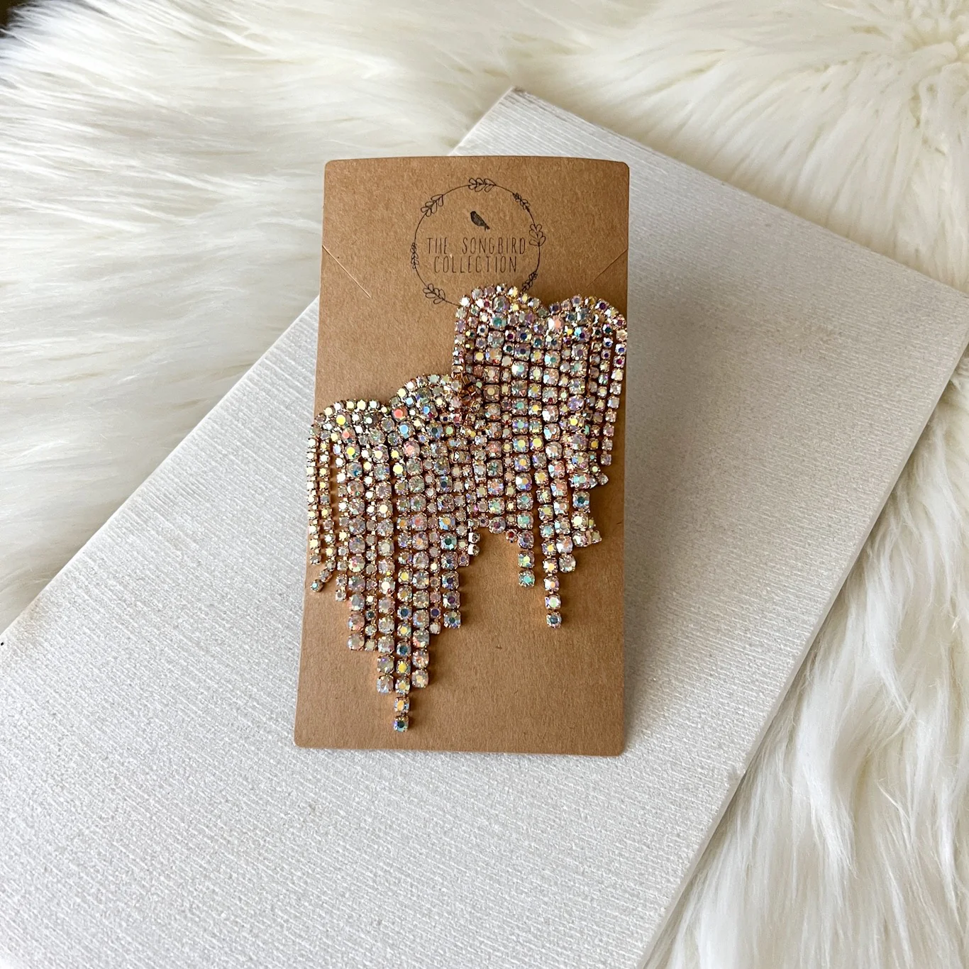Rhinestone Heart Tassel Earrings - 4 Colors - Image 18