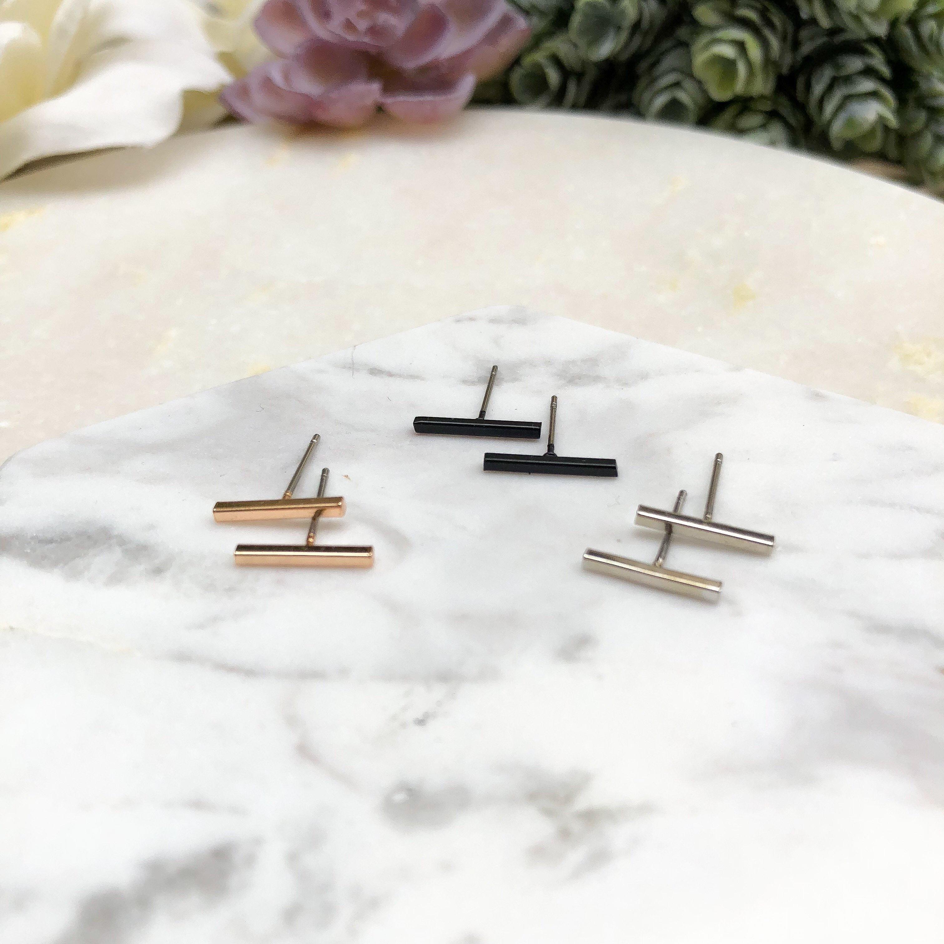 Simple Line Stud Earrings - LAST CHANCE! - Image 3
