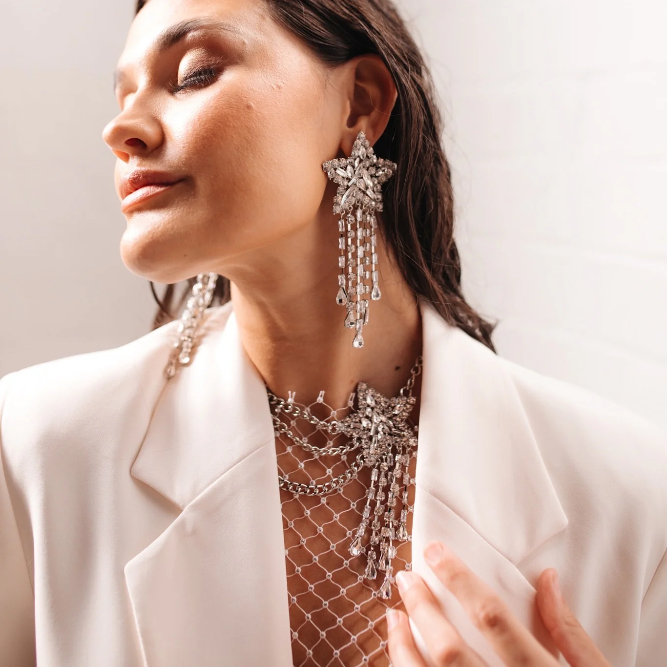 Starfall Rhinestone Statement Earrings - Image 13