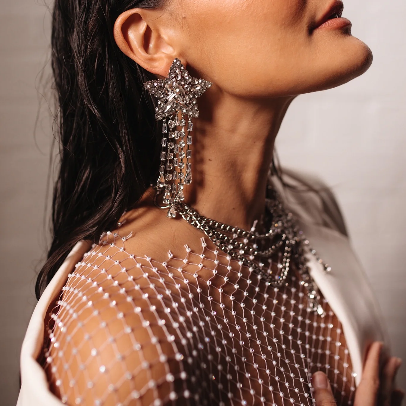 Starfall Rhinestone Statement Earrings - Image 2