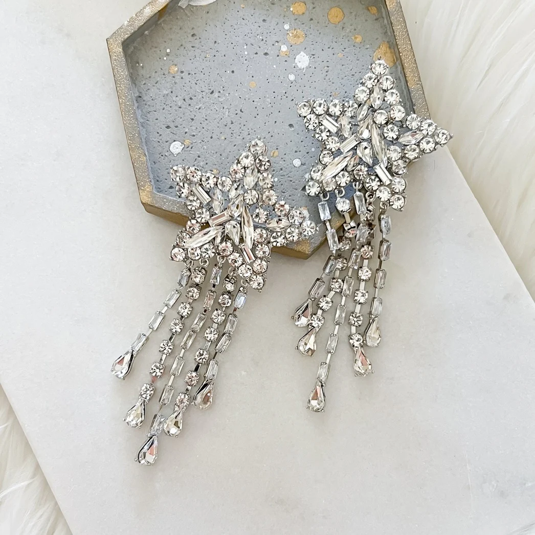 Starfall Rhinestone Statement Earrings - Image 21