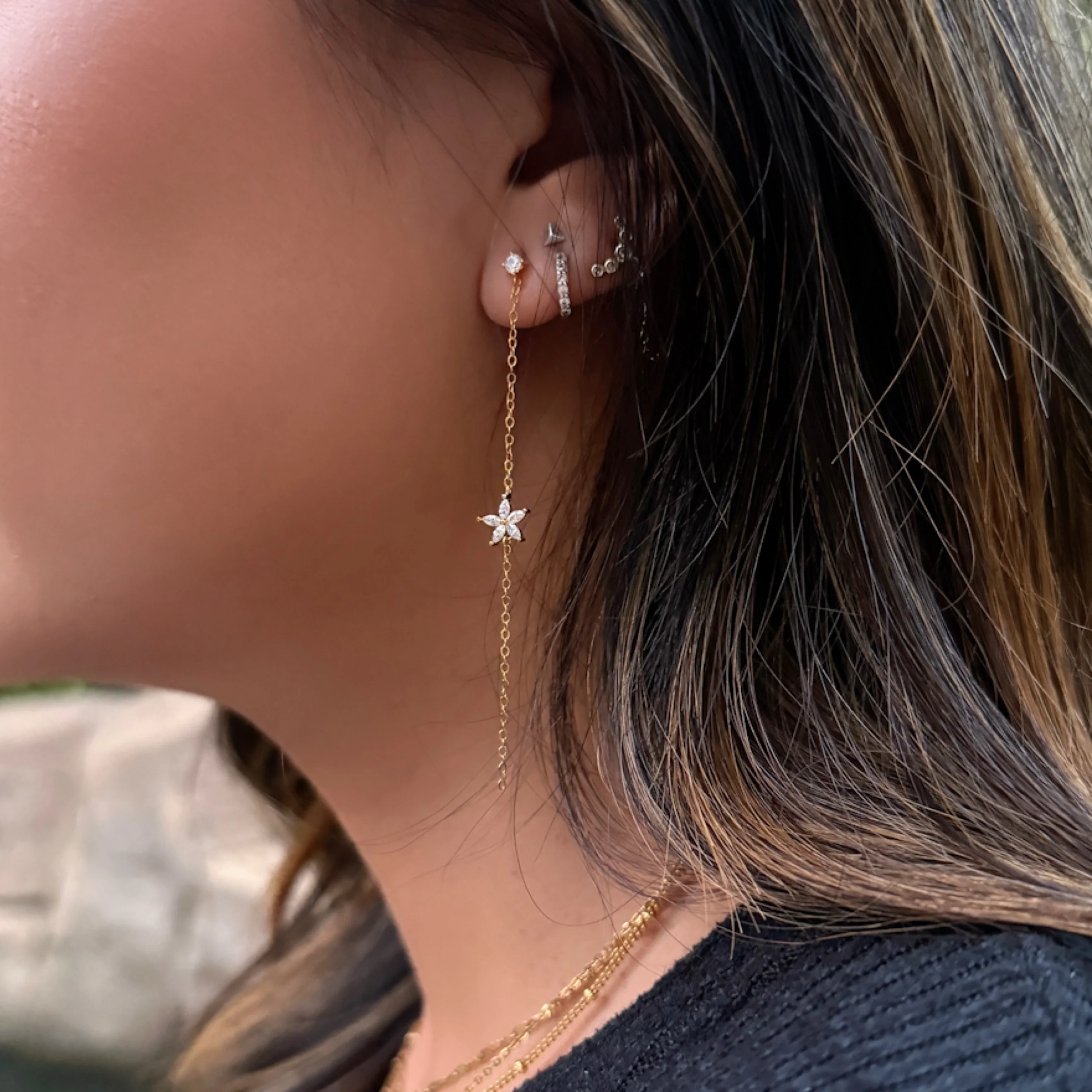 Starflower Chain Earrings - Image 8