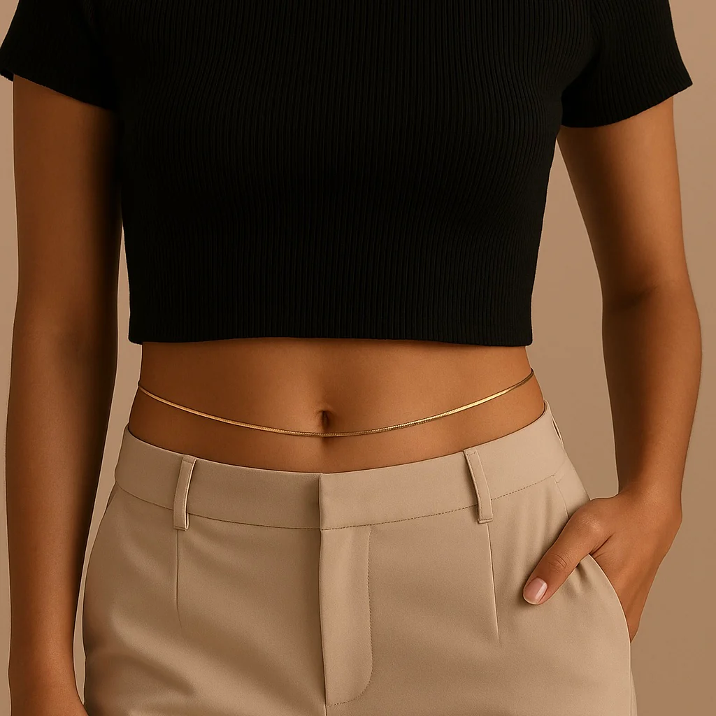 Sultry Serpent Herringbone Belly Chain - Image 9
