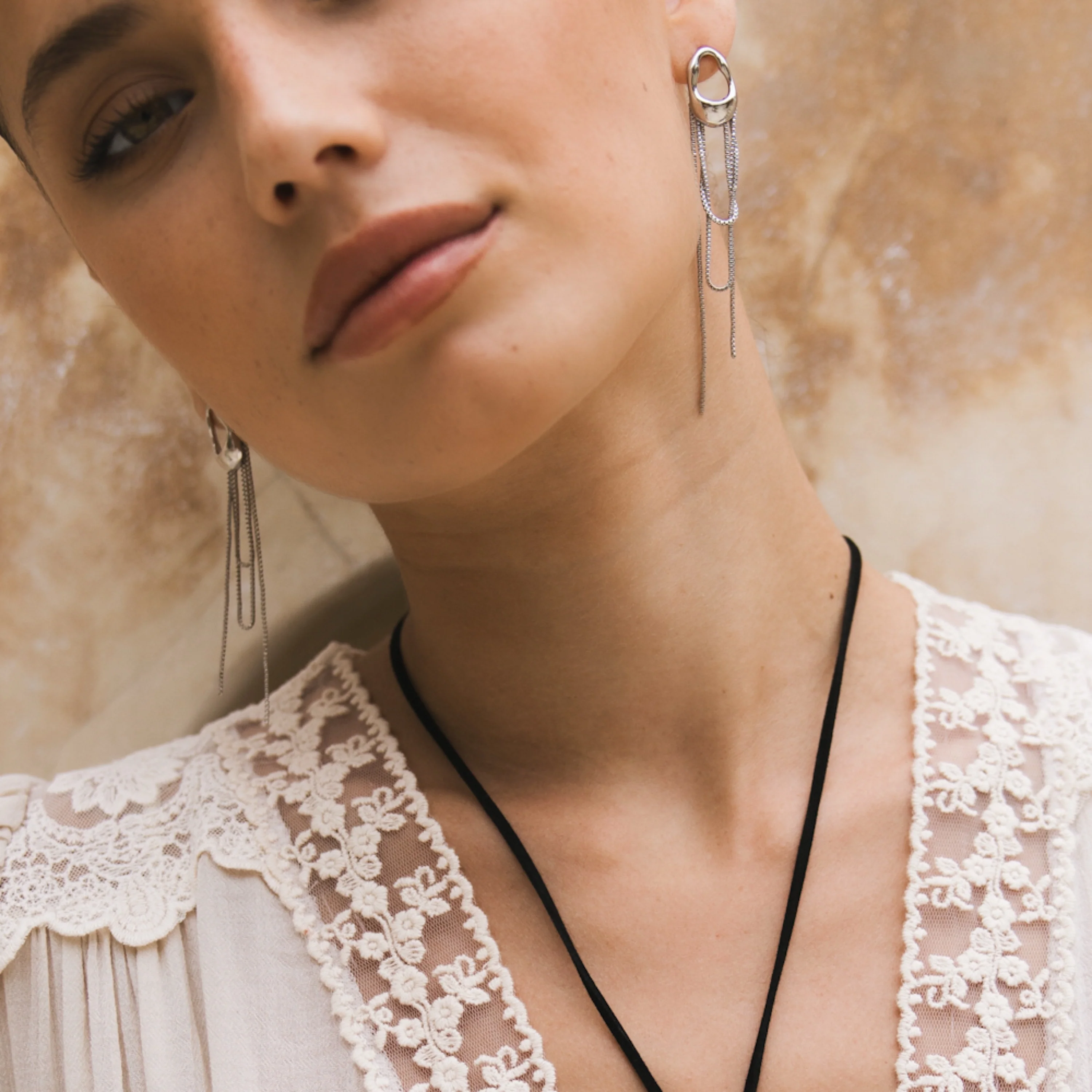 The Silhouette Draped Chain Earrings - Image 6