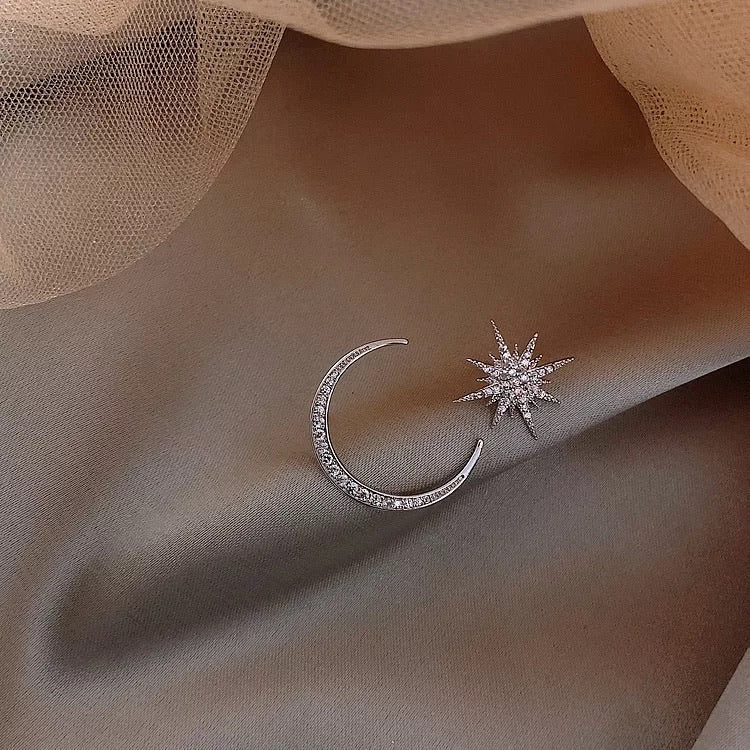 Twinkle Star & Moon Asymmetric Stud Earrings - Image 9
