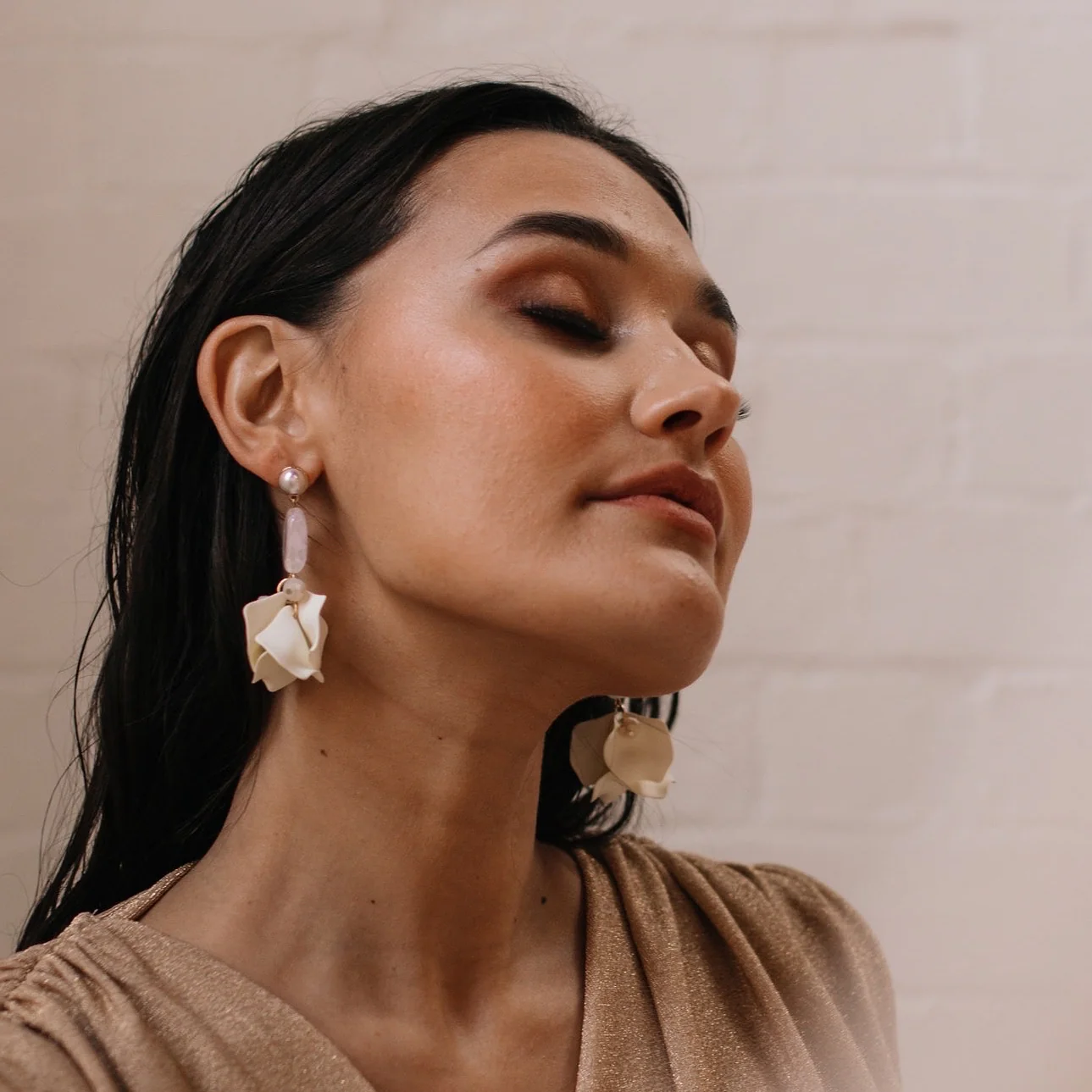Vanilla Cream Petal Drop Earrings - LAST CHANCE! - Image 12