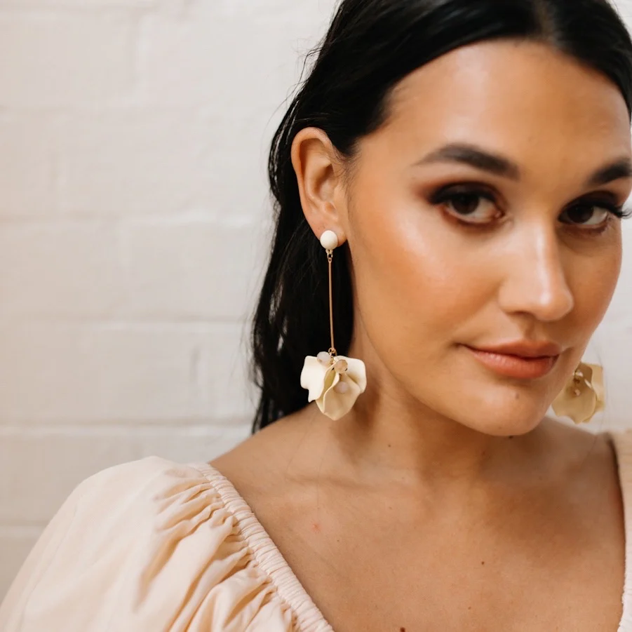 Vanilla Cream Petal Drop Earrings - LAST CHANCE! - Image 15