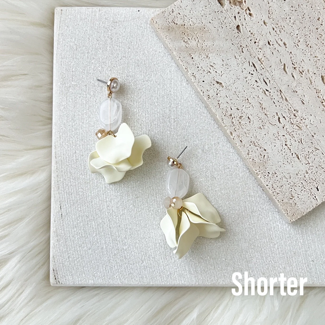 Vanilla Cream Petal Drop Earrings - LAST CHANCE! - Image 2