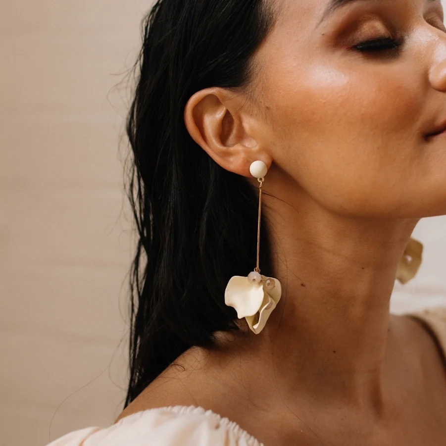 Vanilla Cream Petal Drop Earrings - LAST CHANCE! - Image 24