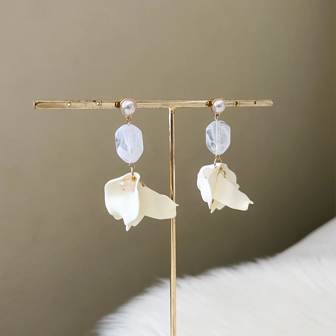 Vanilla Cream Petal Drop Earrings - LAST CHANCE! - Image 36