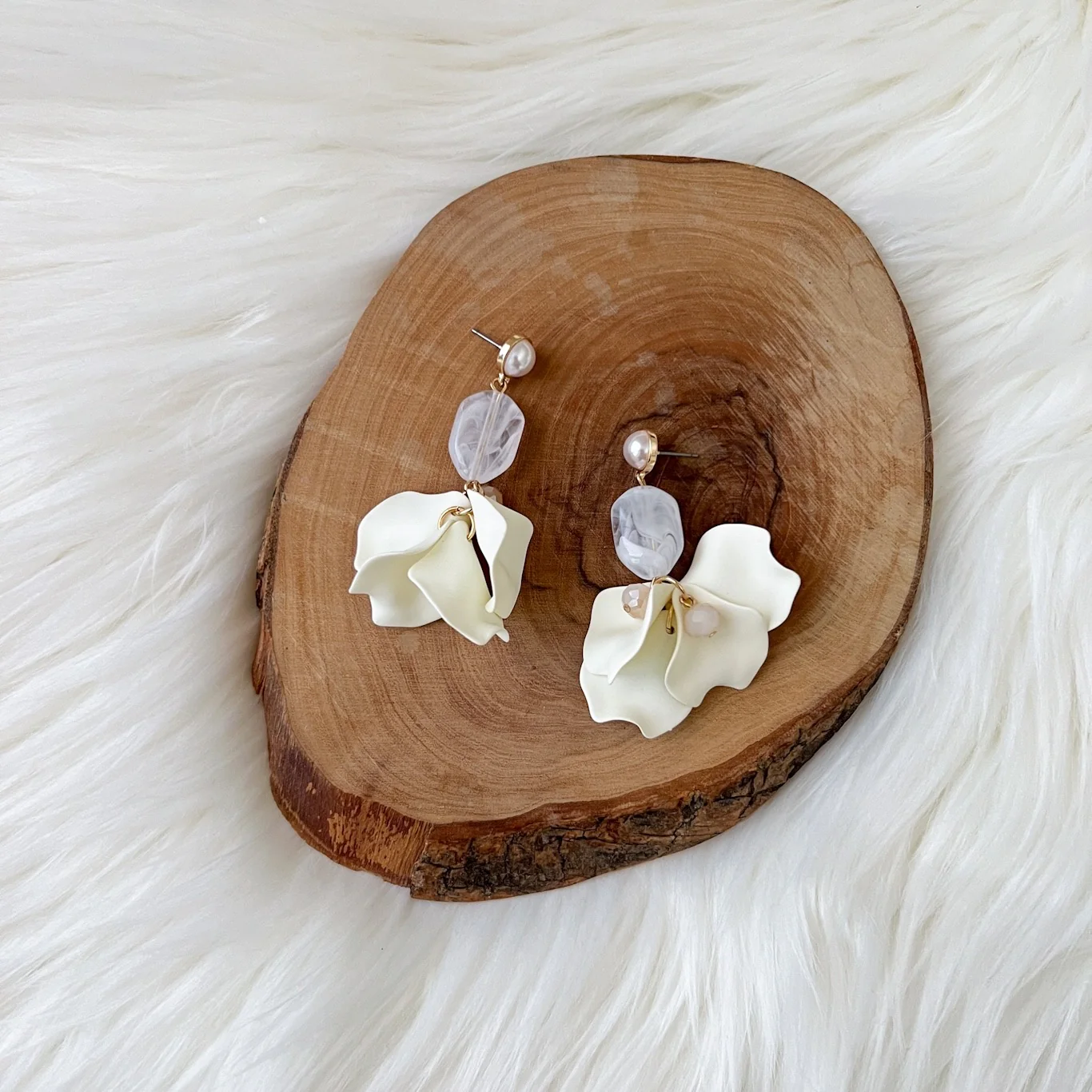 Vanilla Cream Petal Drop Earrings - LAST CHANCE! - Image 38