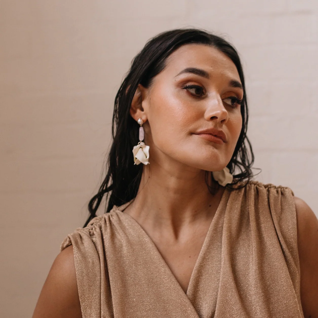 Vanilla Cream Petal Drop Earrings - LAST CHANCE! - Image 4