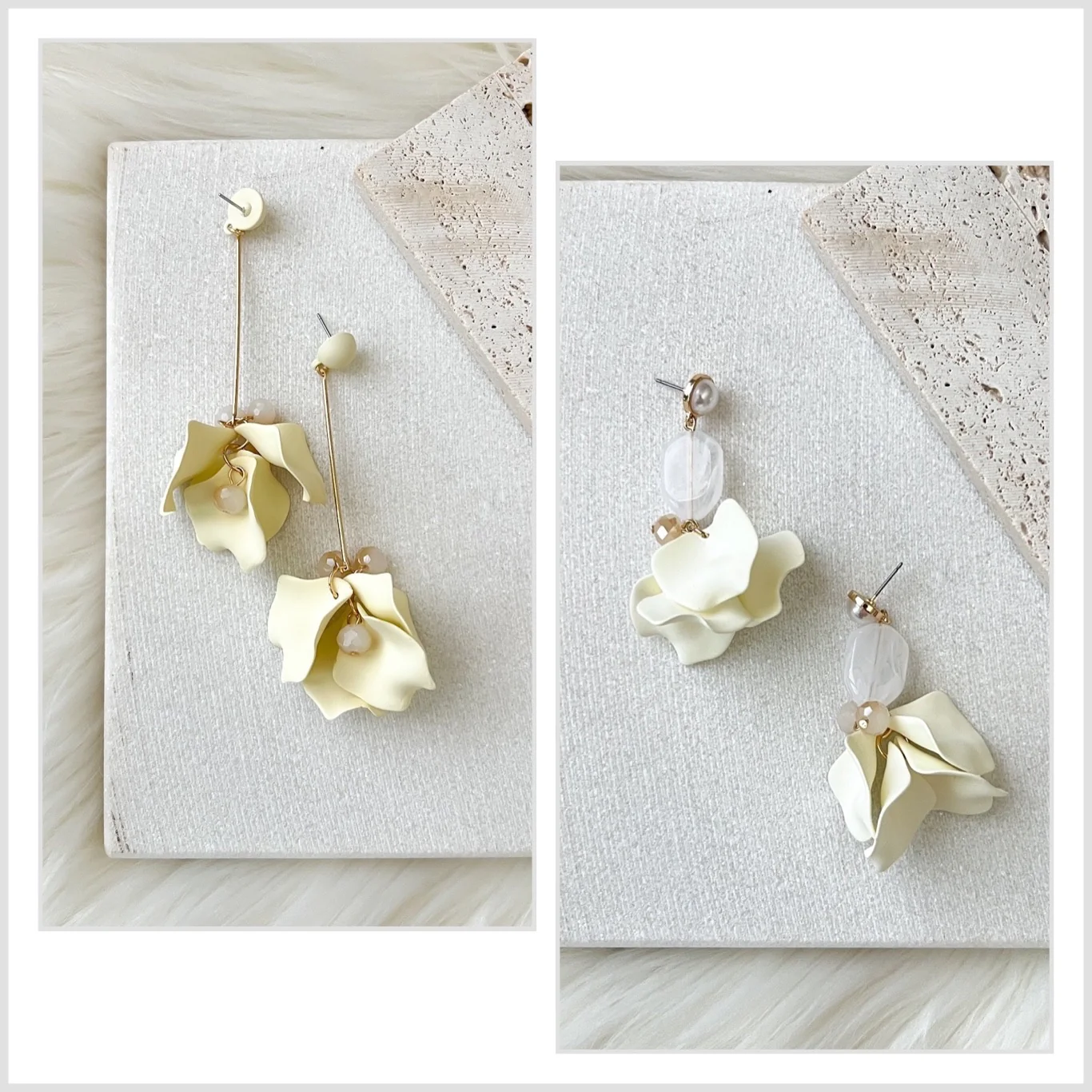 Vanilla Cream Petal Drop Earrings - LAST CHANCE! - Image 7