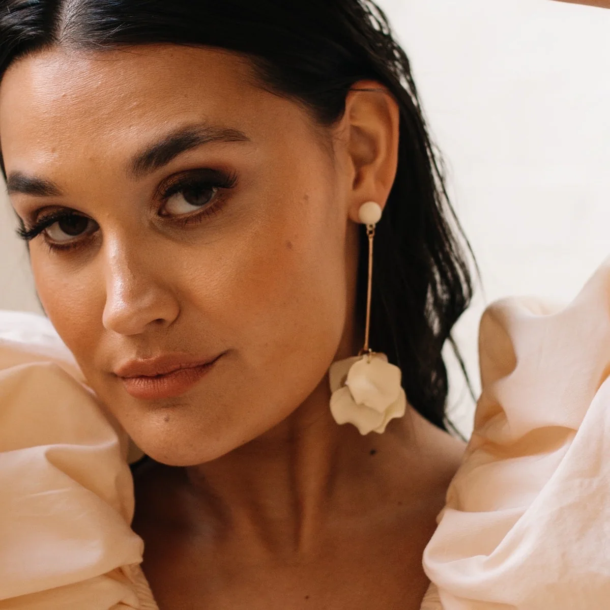 Vanilla Cream Petal Drop Earrings - LAST CHANCE! - Image 9